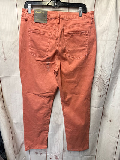 NWT Style & Co Women's Size 14 Sea Coral Pants Straight Leg