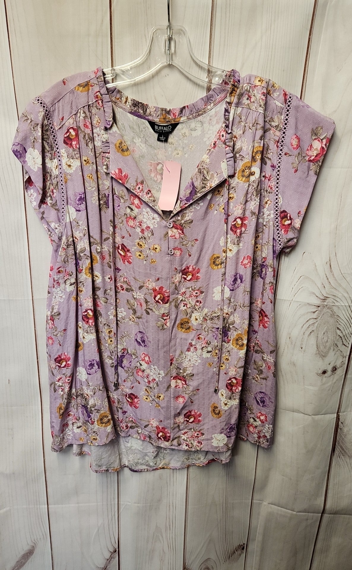 Buffalo Women's Size L Purple Floral Short Sleeve Top