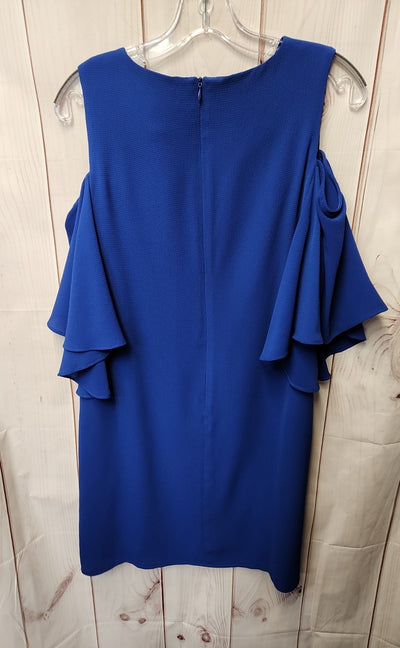 London Times Women's Size 6 Blue Cold Shoulder Dress
