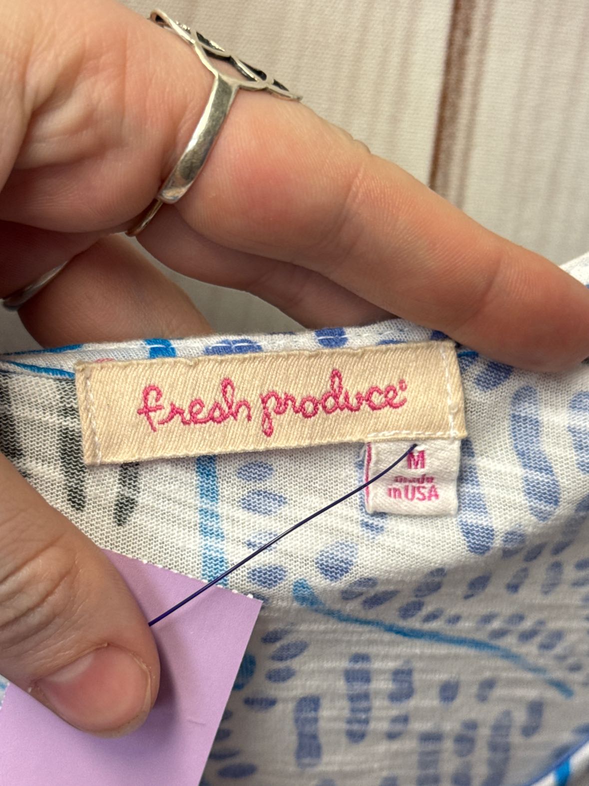 Fresh Produce Women's Size M White & Blue Dress
