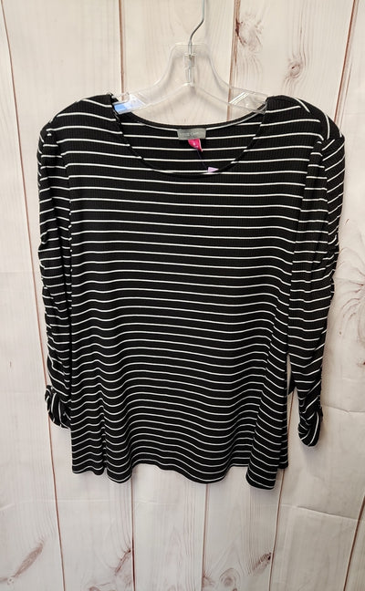 NWT Vince Camuto Women's Size 1X Black 3/4 Sleeve Top