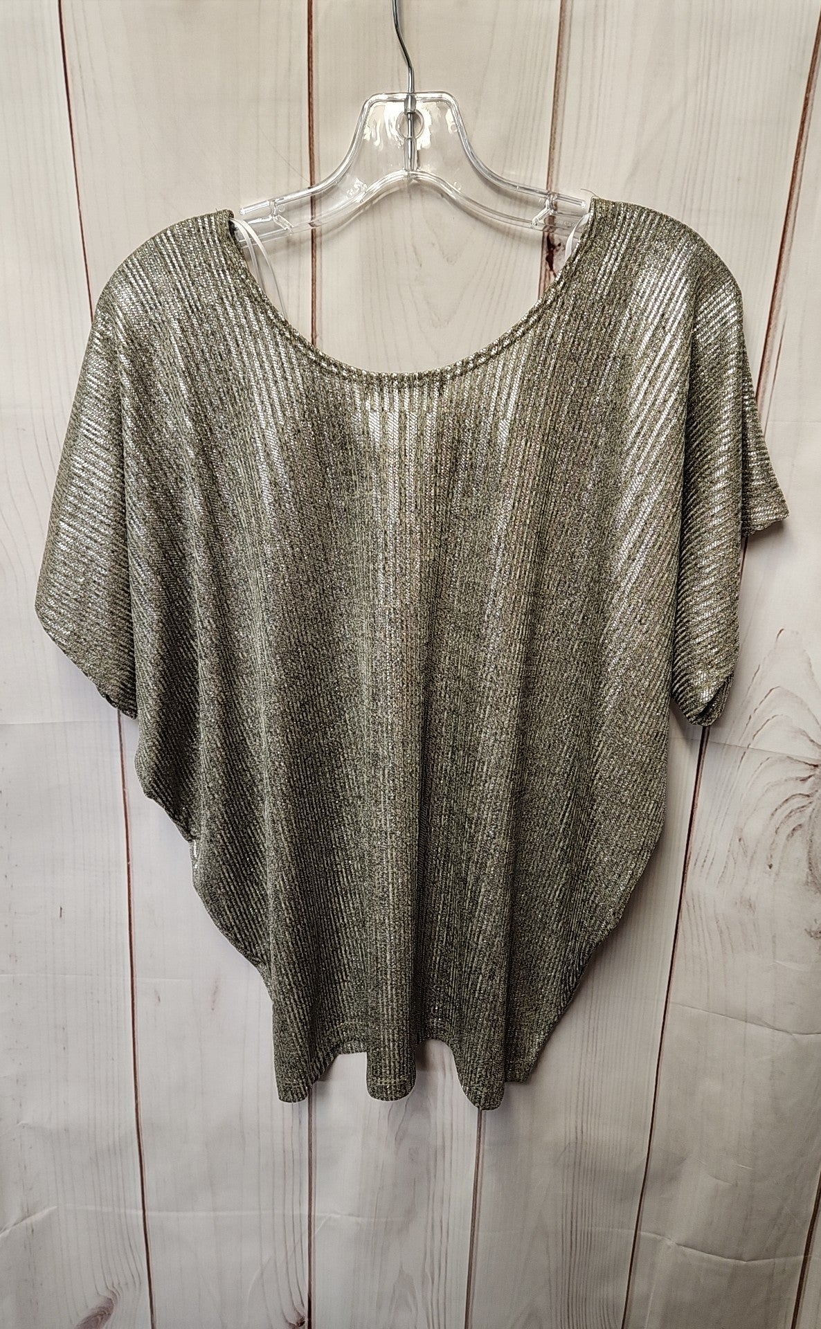 Kim & cami Women's Size L Silver Short Sleeve Top