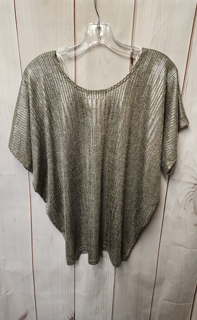 Kim & cami Women's Size L Silver Short Sleeve Top