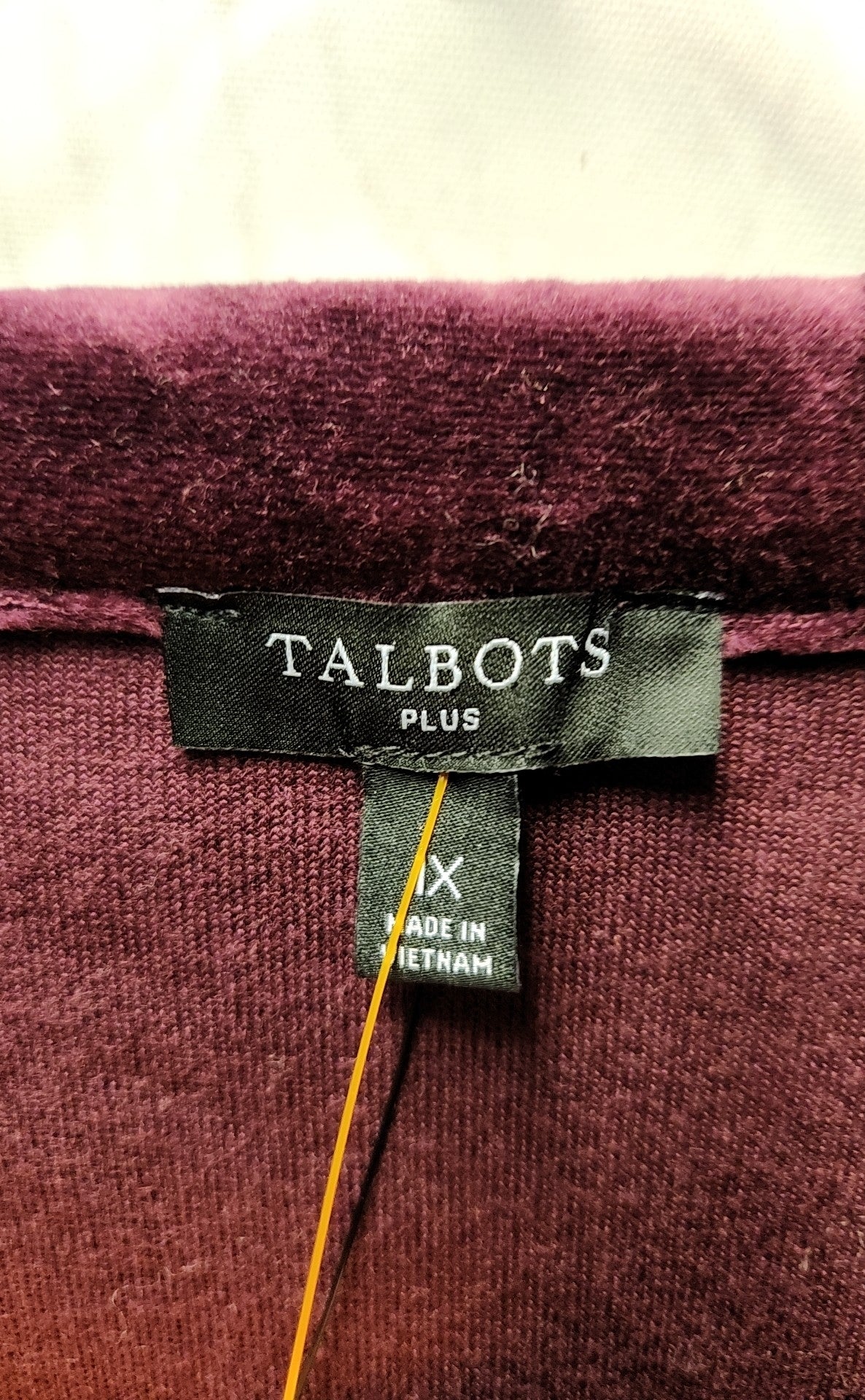 NWT Talbots Women's Size 1X Purple Velour Long Sleeve Top