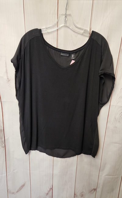 Tahari Women's Size XL Black Short Sleeve Top