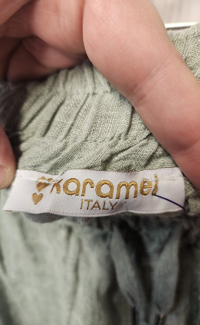 NWT Karamel Italy Women's Size One Size Linen Slit Front Sage Pants