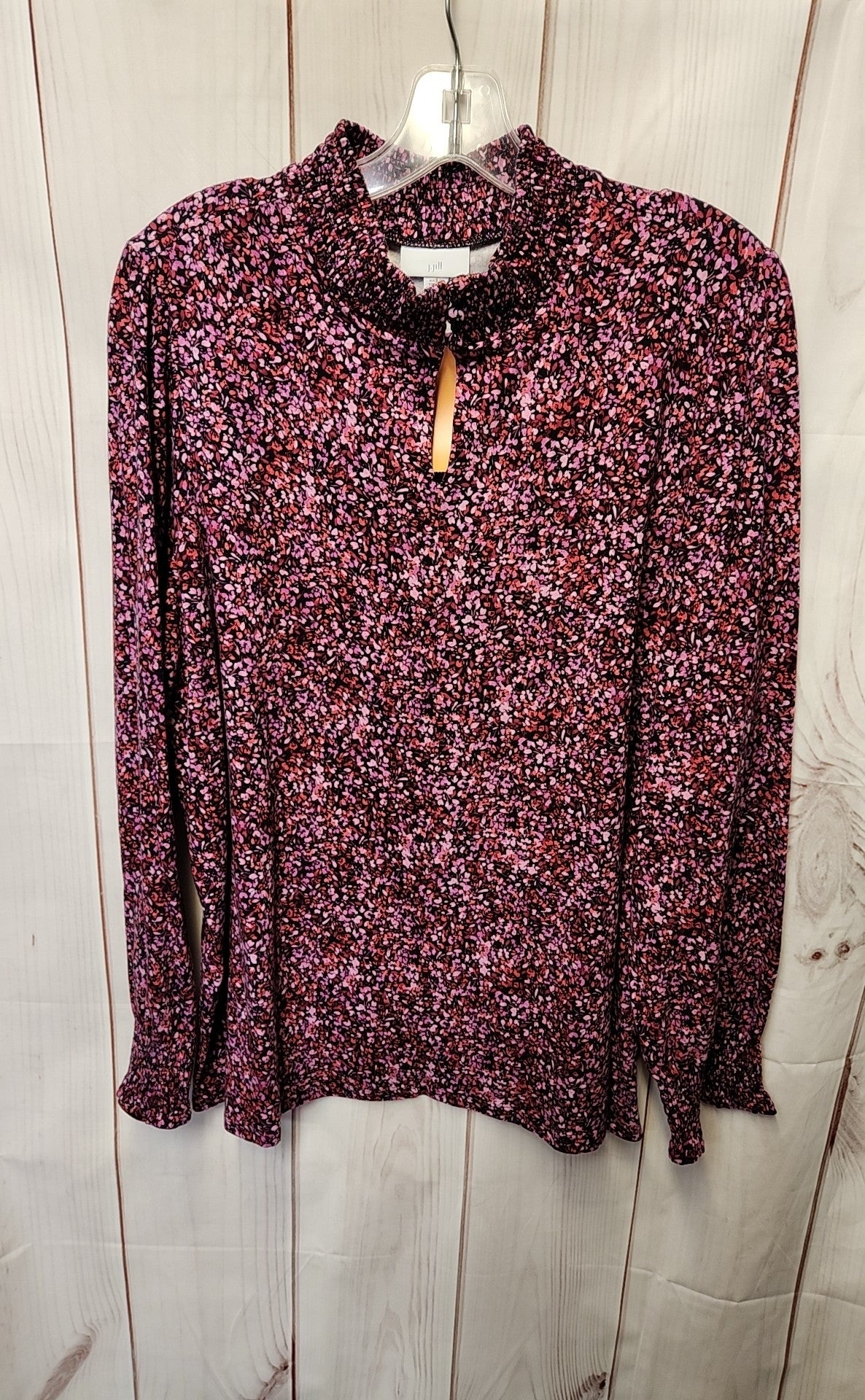 J Jill Women's Size XL Pink Floral Long Sleeve Top