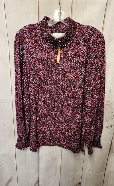J Jill Women's Size XL Pink Floral Long Sleeve Top