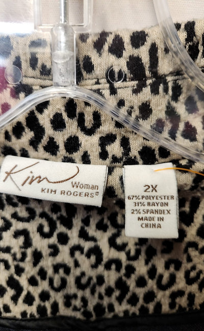 Kim Rogers Women's Size 2X Gray Animal Print Jacket