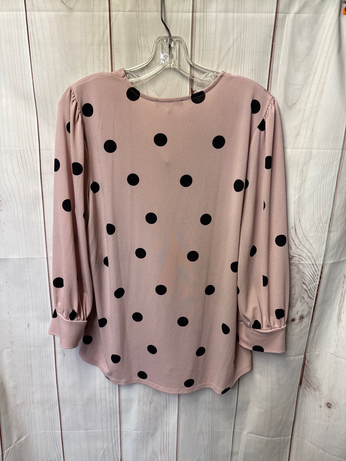 Adrianna Papell Women's Size L Pink Polka Dot 3/4 Sleeve Top