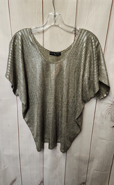 Kim & cami Women's Size L Silver Short Sleeve Top