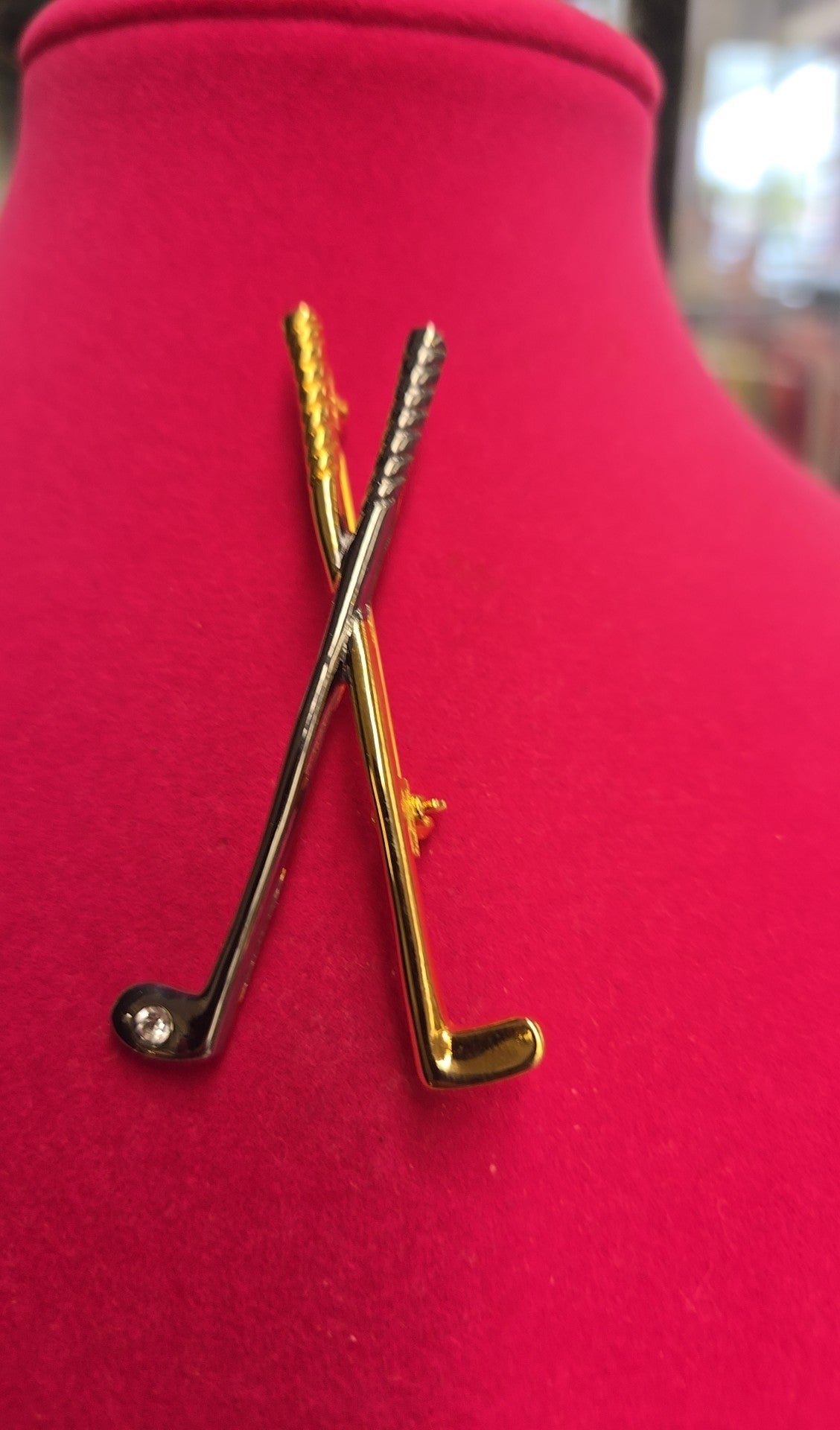 Paquette Gold & Silver Golf Club Brooch Pin