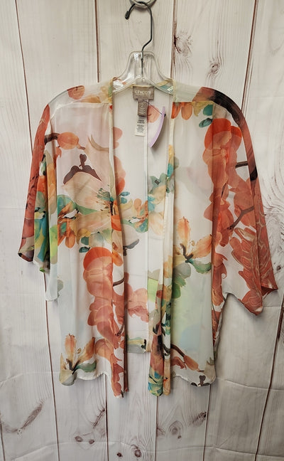 Chico's Women's Size 2 = US L White Floral Cardigan