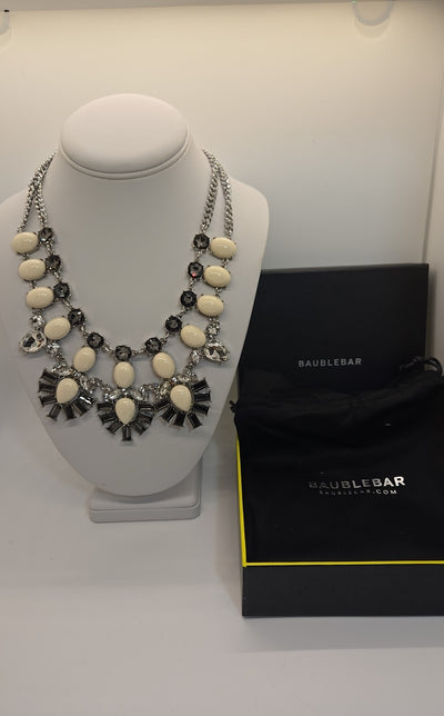 NIB Baublebar Black & White Rhinestone Necklace