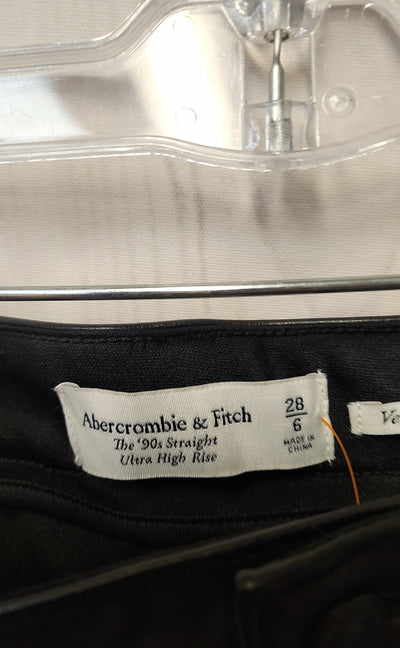 Abercrombie & Fitch Women's Size 6 Black Vegan Leather Pants The '90s Straight