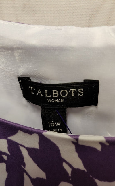 Talbots Women's Size 16 White & Purple Floral Dress