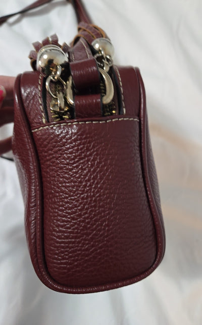 Valentino Maroon Dollaro Mila Miele Leather Tassel Shoulder Purse Bag