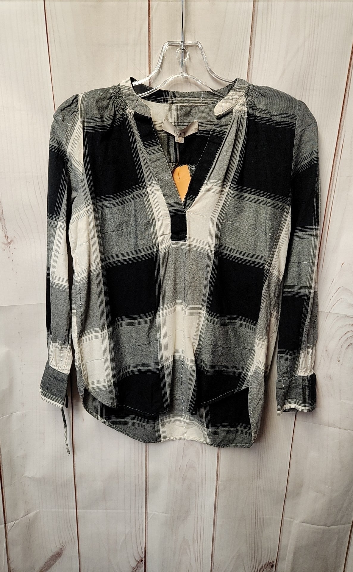 Loft Women's Size XS Petite Black & White Long Sleeve Top