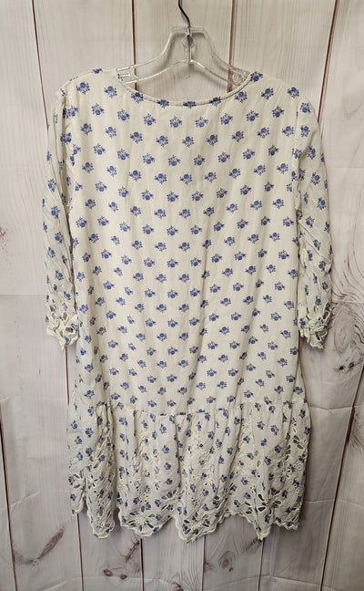 Meadow Rue by Anthropologie Women's Size S White & Blue Floral Dress