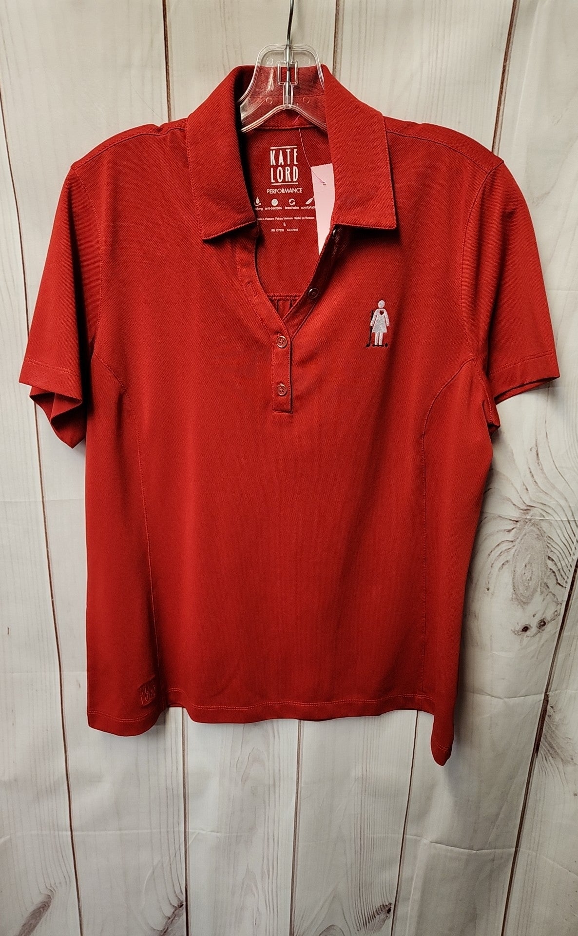 Kate Lord Women's Size L Red Short Sleeve Top
