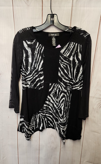 Style & Co Women's Size M Petite Black 3/4 Sleeve Top