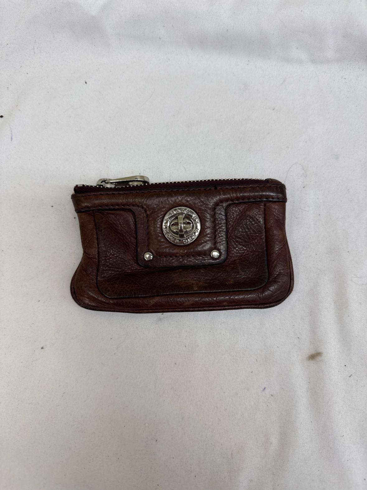 Marc Jacobs Brown Leather Change Purse AS IS - stains inside