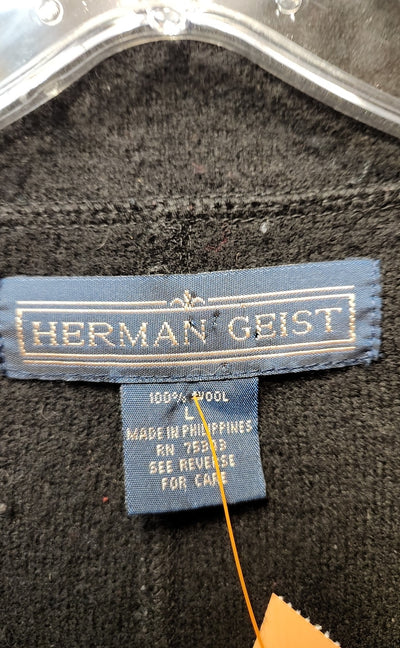 Herman Geist Women's Size L Black Wool Cardigan