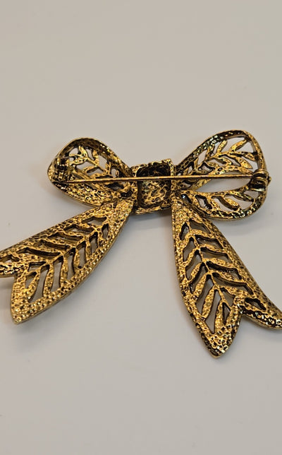 Gold Bow Brooch Pin