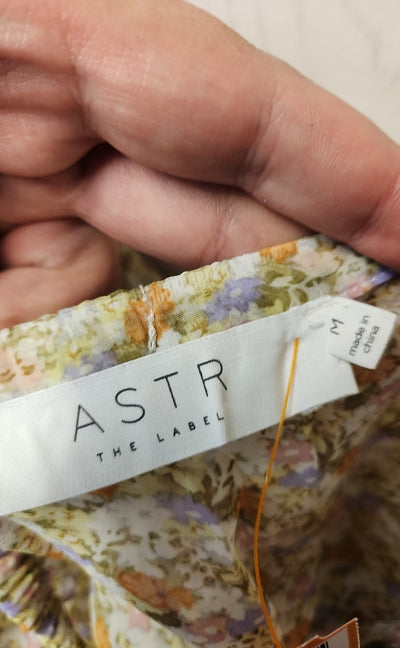 Astr the Label Women's Size M Yellow Floral Long Sleeve Top