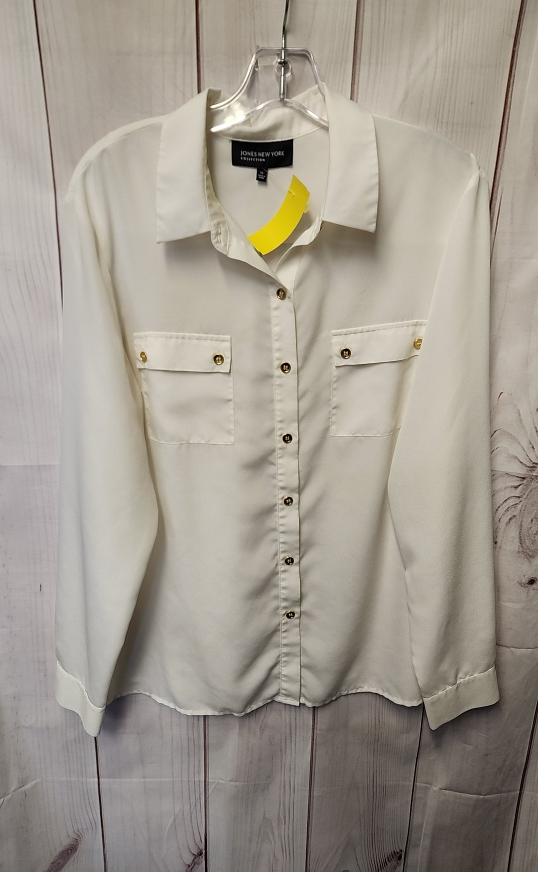 Jones New York Women's Size 14 White Long Sleeve Top
