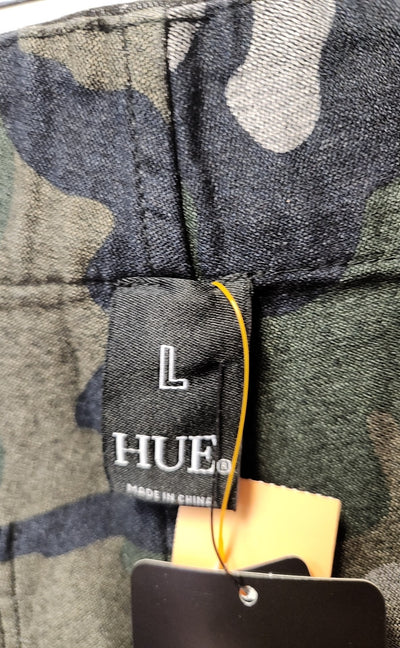 NWT Hue Women's Size L Black & Green Camo Reversible Pants