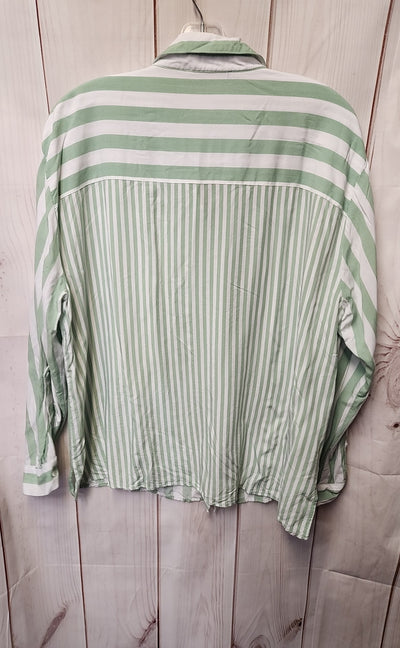 Jane & Delancey Women's Size XL White & Green Long Sleeve Top