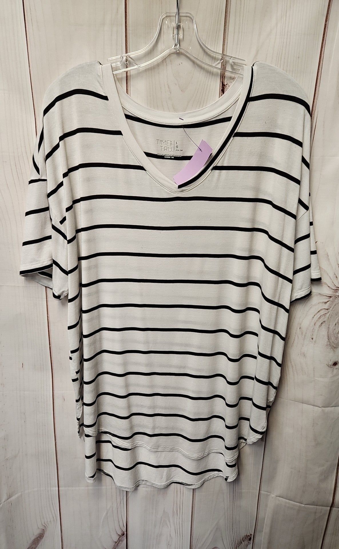 Time and Tru Women's Size L White Short Sleeve Top