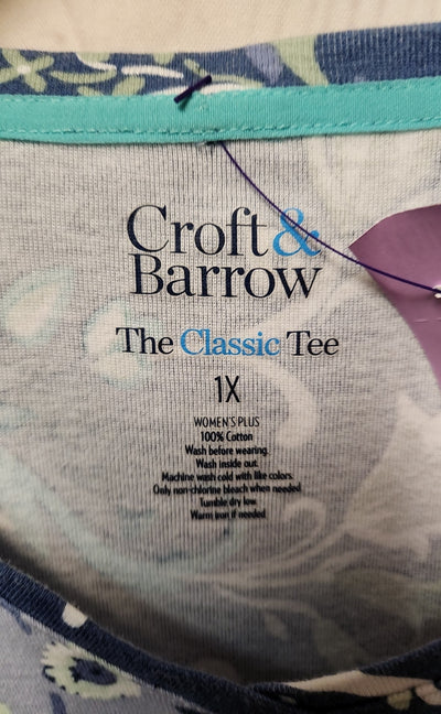 Croft & Barrow Women's Size 1X Blue Short Sleeve Top