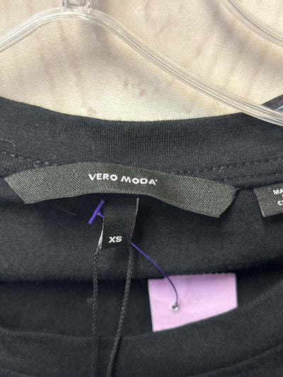 NWT Vero Moda Women's Size XS Black Sequined Short Sleeve Top