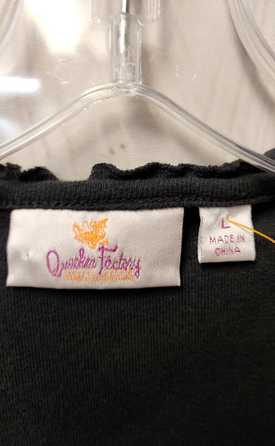Quacker Factory Women's Size L Black 3/4 Sleeve Top