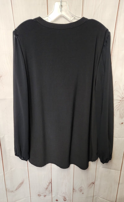 White House Black Market Women's Size XL Black Long Sleeve Top