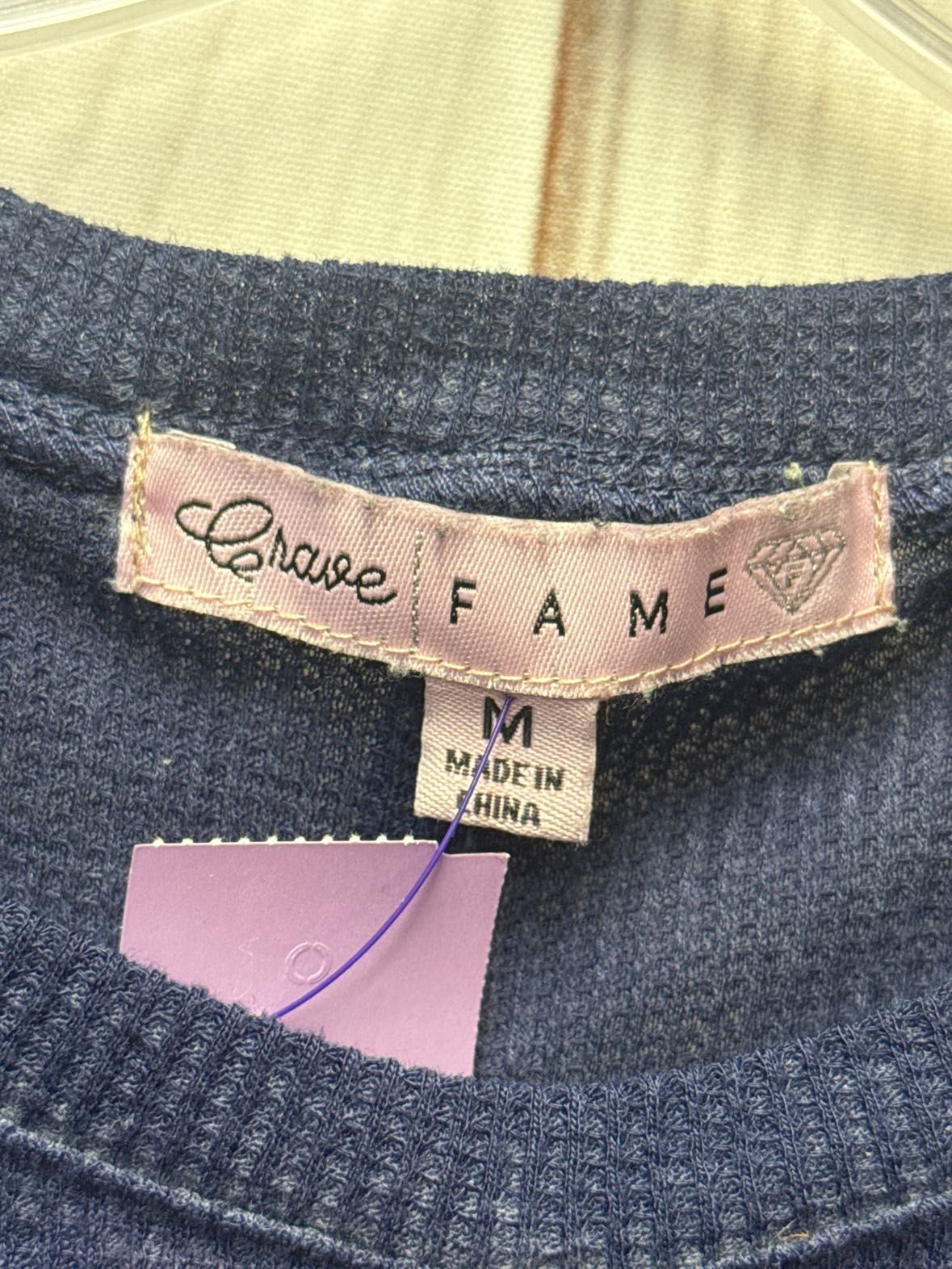 Crave Fame Women's Size M Navy Short Sleeve Top