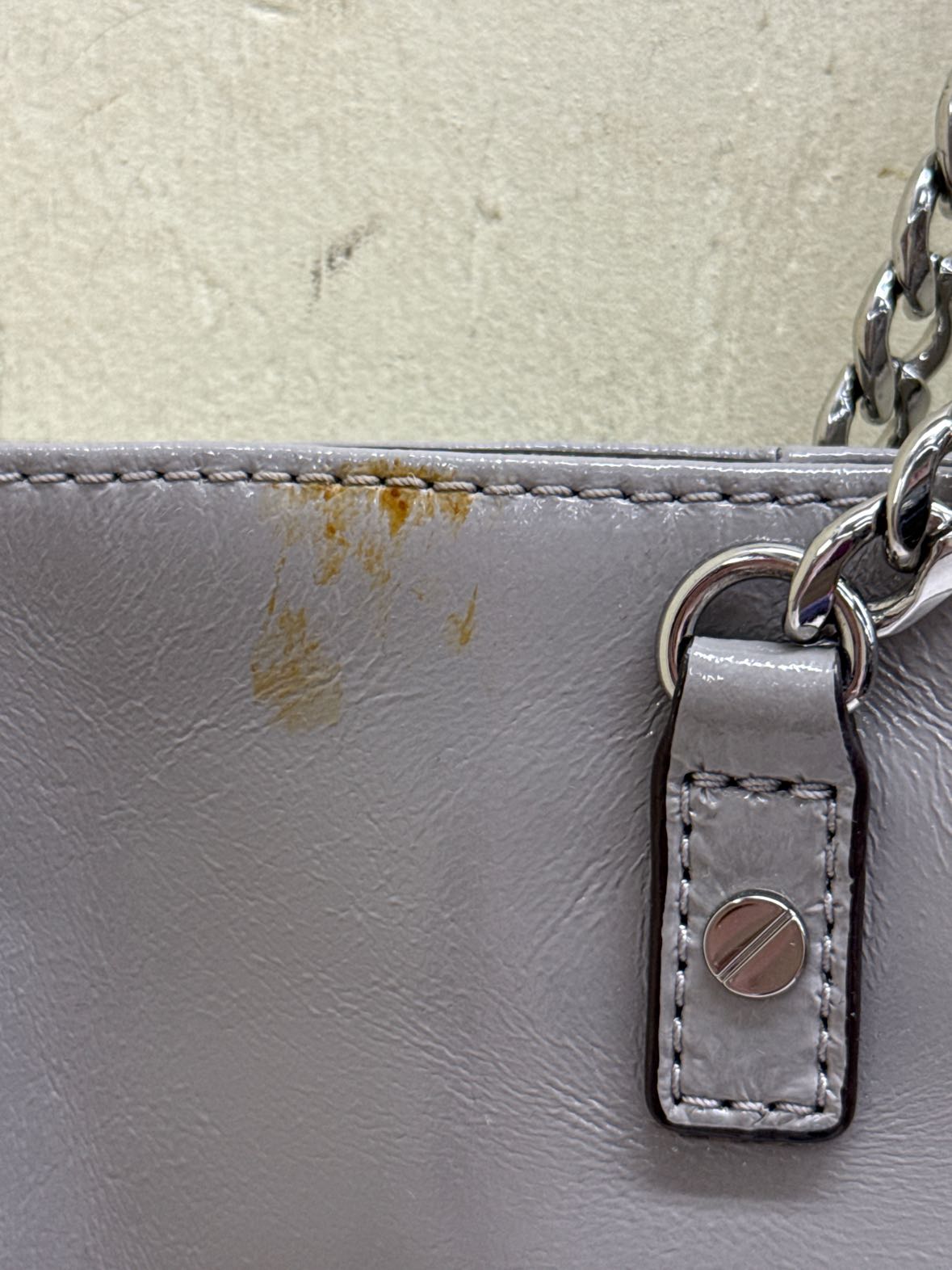 Michael Kors Gray Leather Tote Bag AS IS - marks