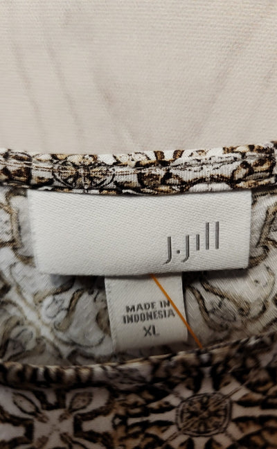 J Jill Women's Size XL Brown Floral Long Sleeve Top