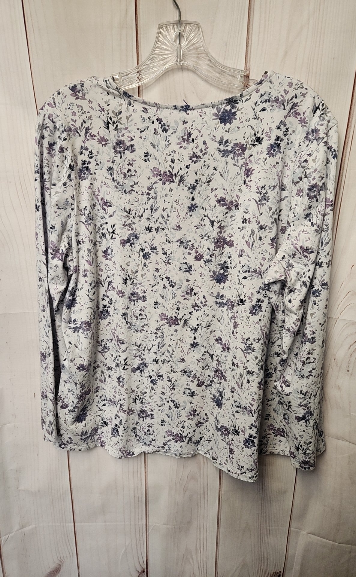 Pure Jill Women's Size L Petite Purple Floral Long Sleeve Top