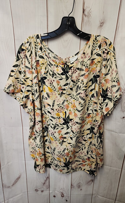 Ava & Viv Women's Size 3X Yellow Short Sleeve Top