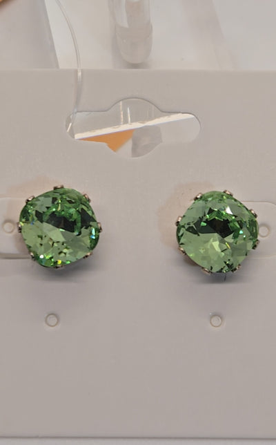 Sterling Green Crystal Earrings Studs