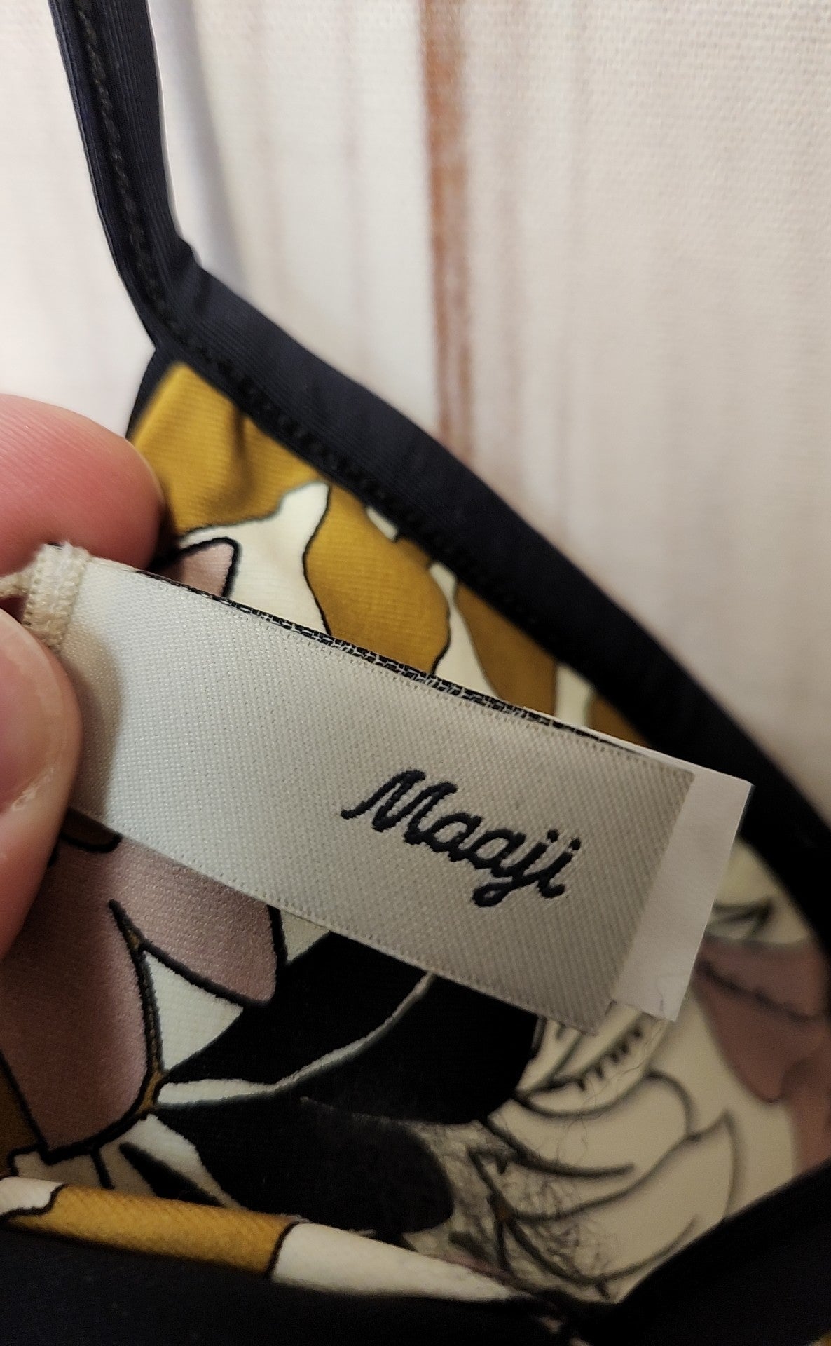 Magii Women's Size XS Black & Yellow Floral Reversible Swim Top