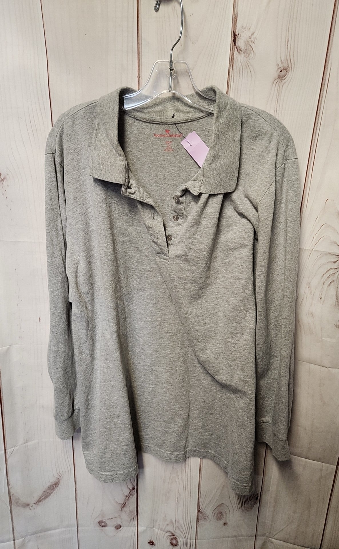 Woman Within Women's Size 2X Gray Long Sleeve Top
