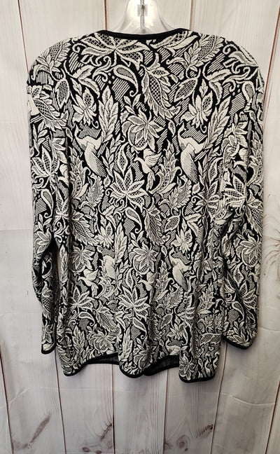 Limited Women's Size L White & Black Floral Cardigan