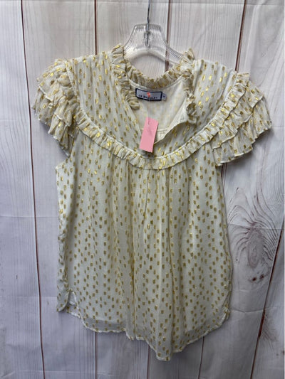 CK Bradley Women's Size M White & Gold Short Sleeve Top