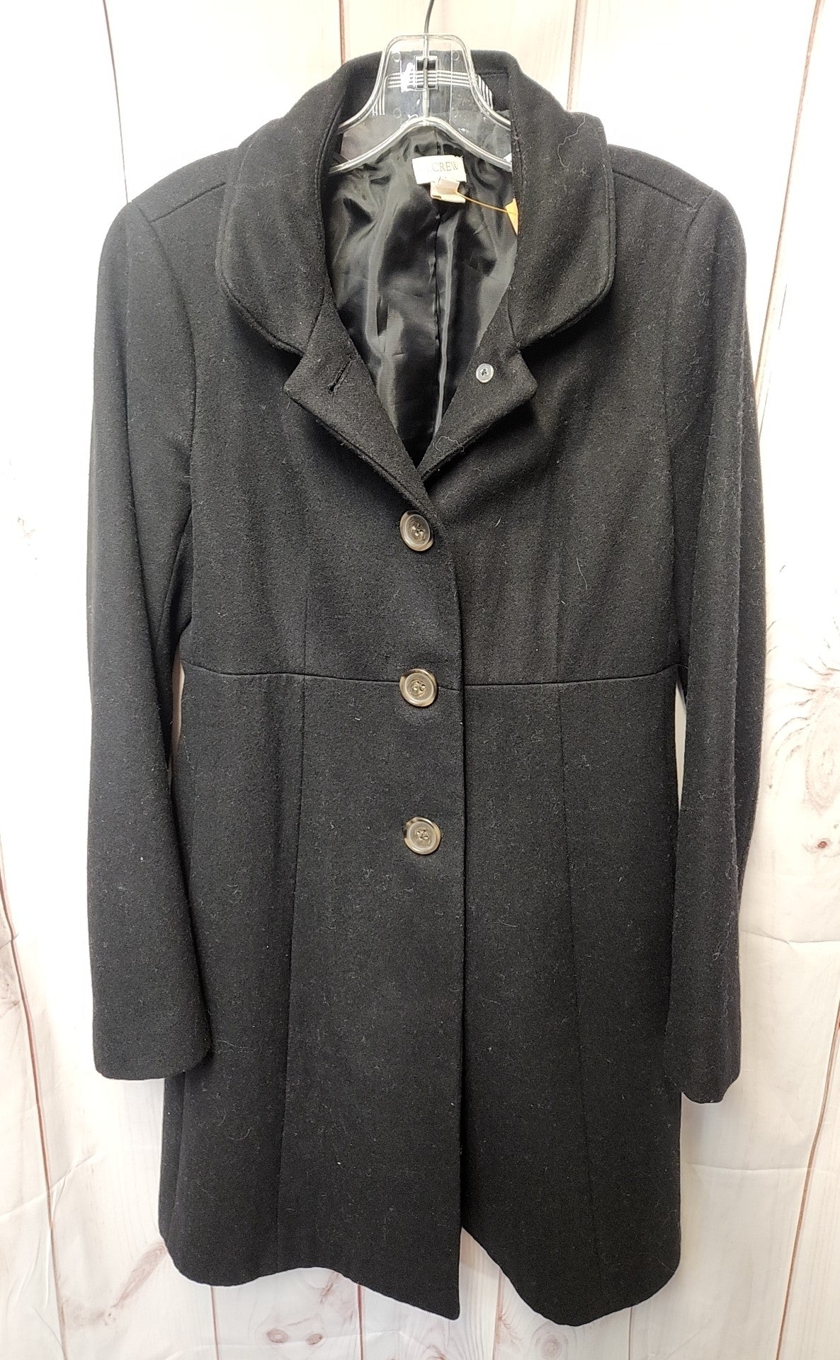 J Crew Women's Size 6 Black Wool Blend Coat