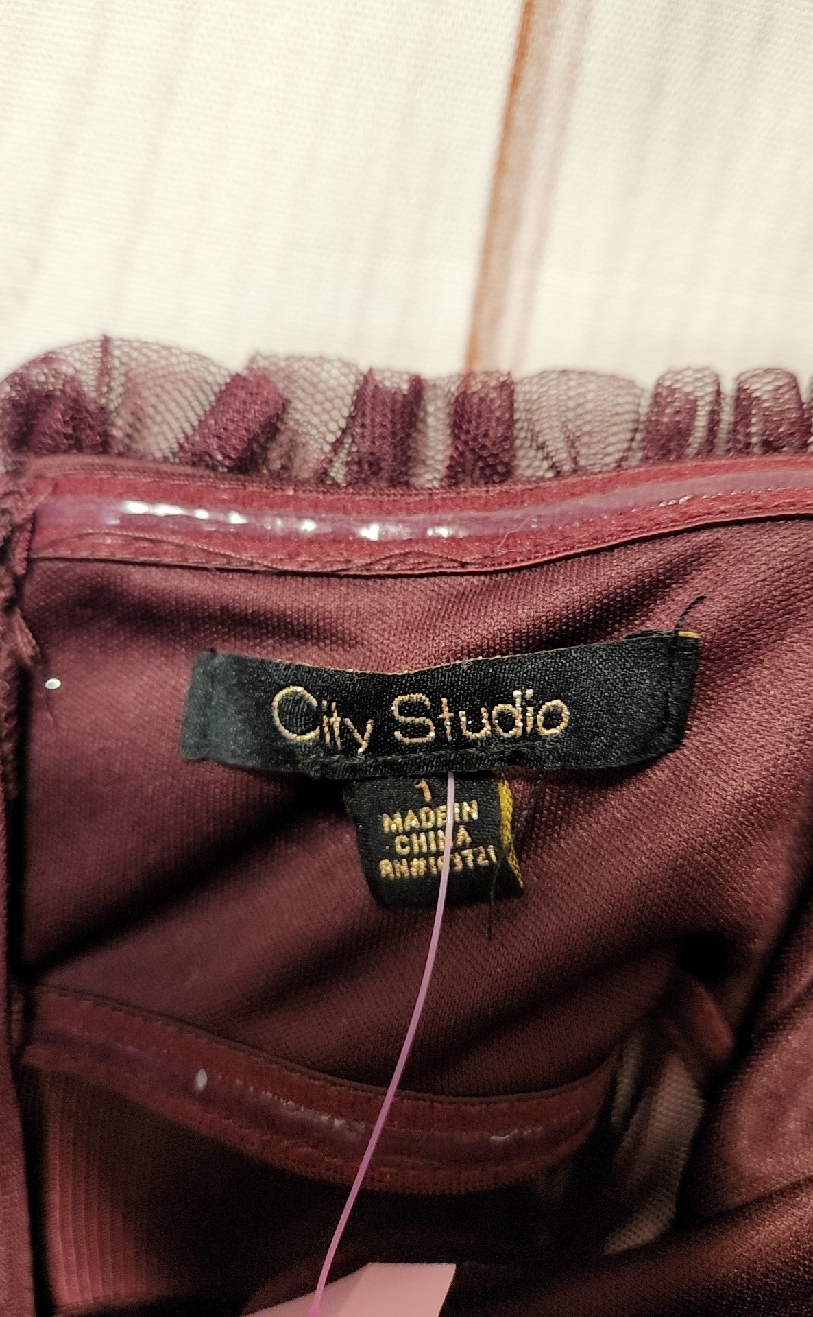 NWT City Studio Women's Size 1 Maroon Dress