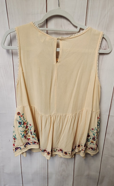Umgee Women's Size L Beige Floral Sleeveless Top